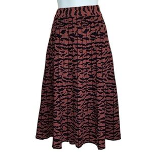FORCAST Australia Rust and Black Print A-Line Ribbed Knit Skirt. 10